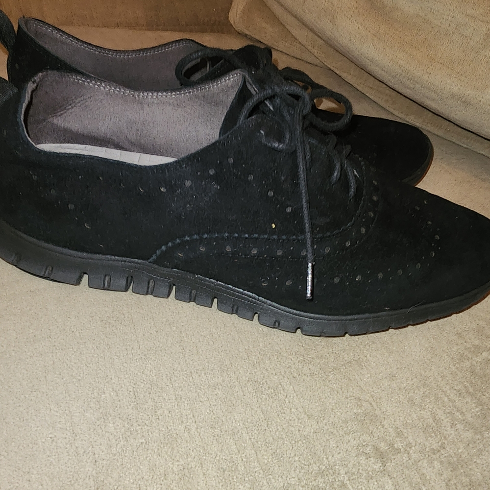 Cole Haan Black Suede Oxfords Zero grand wingtip